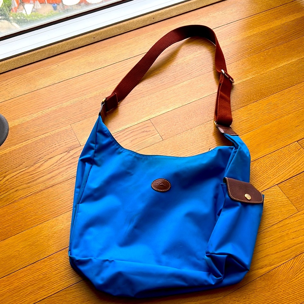 Blue Longchamp Crossbody Satchel